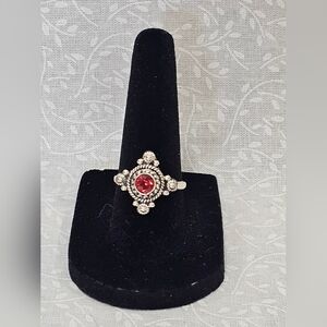 Sterling Silver Garnet Gemstone Ring Size 7